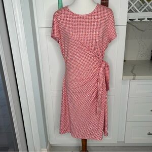 J. McLaughlin Elora Catalina Cloth T-Shirt Dress Pink Geometric Print Size XL